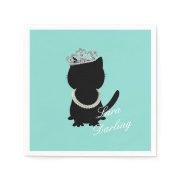 Tiara Party Teal Blue Tiffany Cat Party Napkins Tiara Party Teal Blue Tiffany Cat Party Napkins