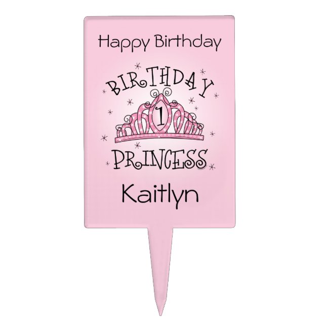 Tiara Princess 1st Birthday Cake Topper (Front)