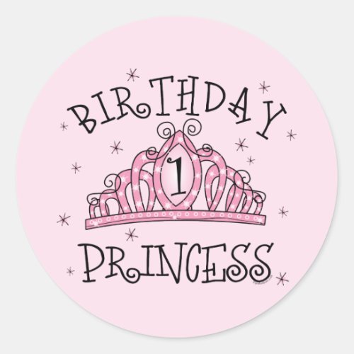 Tiara Princess 1st Birthday Classic Round Sticker