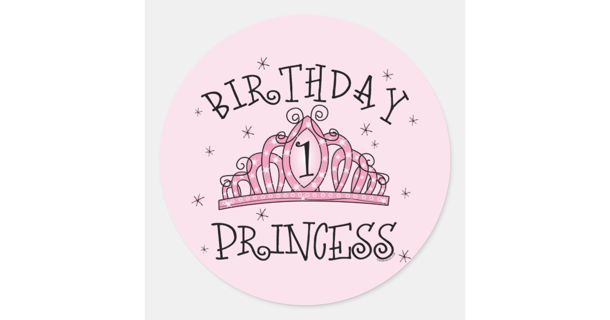 Tiara Princess 1st Birthday Classic Round Sticker | Zazzle