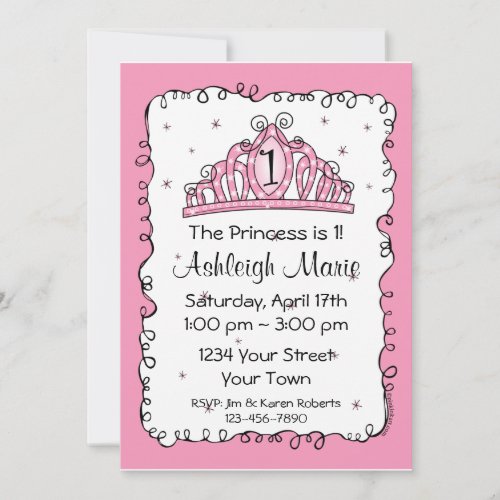 Tiara Princess 1st Birthday Custom Invitation