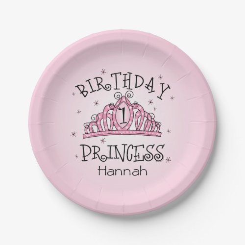Tiara Princess 1st Birthday Paper Plates
