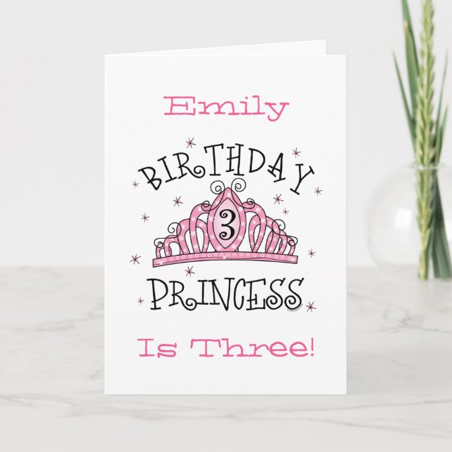 Tiara Princess 3rd Birthday Card - Customized (Front)