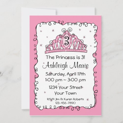 Tiara Princess 3rd Birthday Custom Invitation