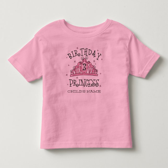 Tiara Princess 3rd Birthday Custom Toddler T-shirt (Front)