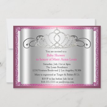 Tiara Princess Baby Shower Invitation by CleanGreenDesigns at Zazzle