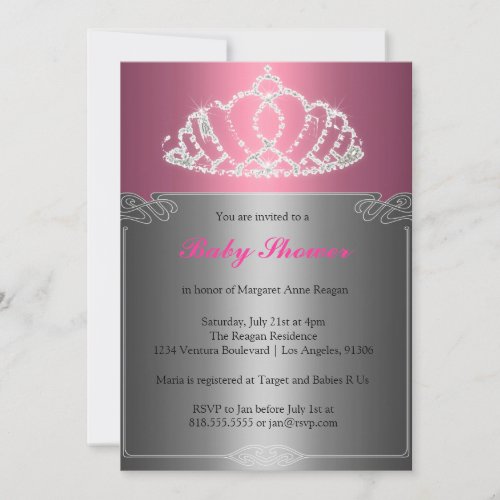 Tiara Princess Baby Shower Invitation