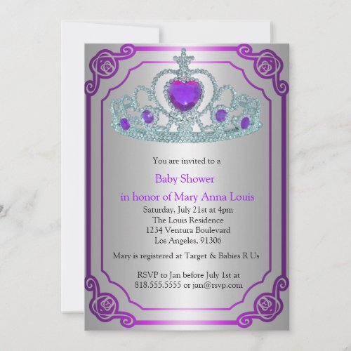 Tiara Princess Baby Shower Invitation