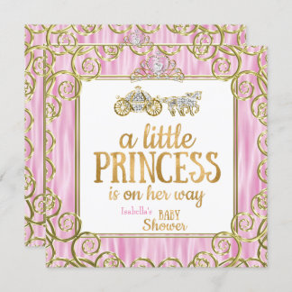 Tiara Princess Baby Shower Pink Horse Carriage Invitation