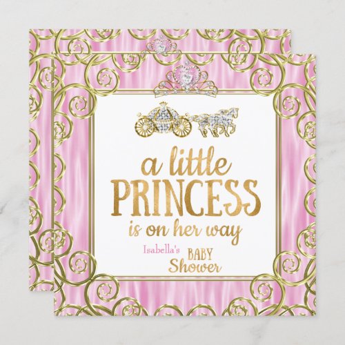 Tiara Princess Baby Shower Pink Horse Carriage Invitation