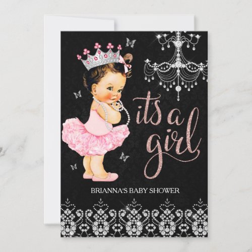 Tiara Princess Its a Girl Baby Shower Invitation