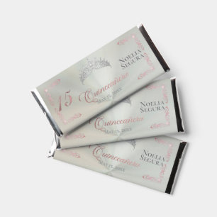 Tiara Quinceanera 15th Birthday - Green/Rose Gold Hershey Bar Favors