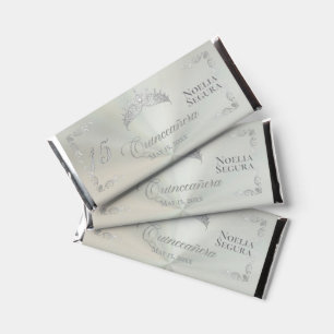Tiara Quinceanera 15th Birthday - Green/Silver Hershey Bar Favors