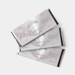 Tiara Quinceanera 15th Birthday - Pearl/Rose Gold Hershey Bar Favors