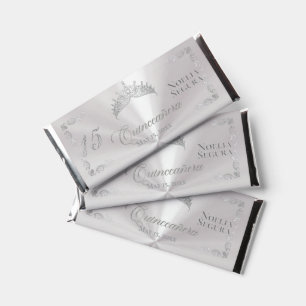 Tiara Quinceanera 15th Birthday - Pearl/Silver Hershey Bar Favors