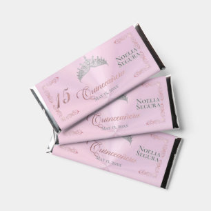 Tiara Quinceanera 15th Birthday - Pink/Rose Gold Hershey Bar Favors