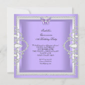 Tiara Quinceanera 15th Diamonds Purple Butterfly Invitation (Back)