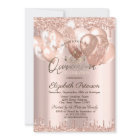 Tiara,Rose Gold Glitter Drops Balloons Quinceañera