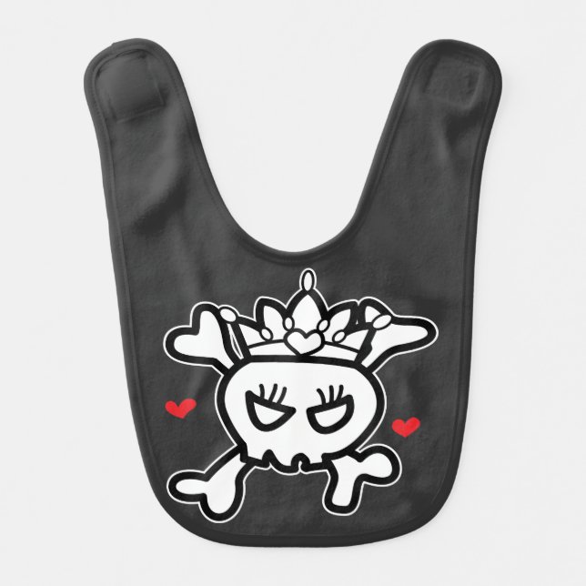 Tiara Skull & Cross Bones T-Shirt Baby Bib (Front)