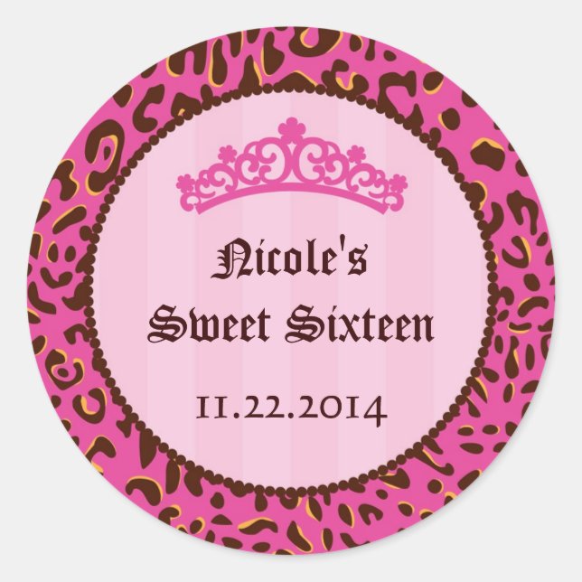 Tiara Sweet Sixteen Birthday Favor Sticker (Front)