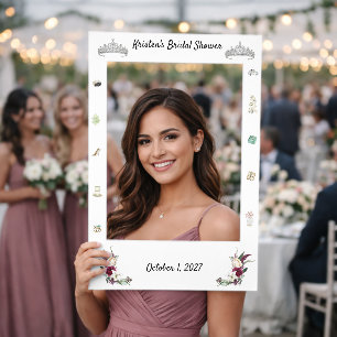 Tiara & Watercolor Wedding Images Bridal Shower Selfie Frame
