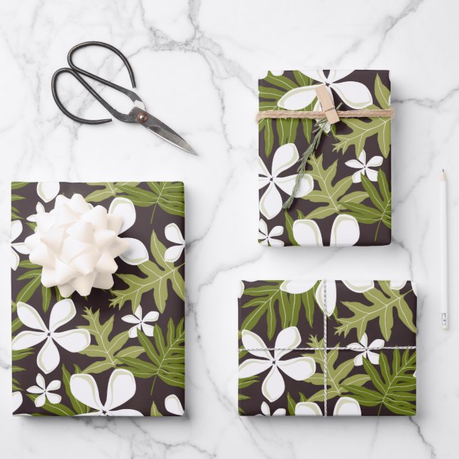 TIARE (OLIVE COMBO) WRAPPING PAPER SHEETS (Front)