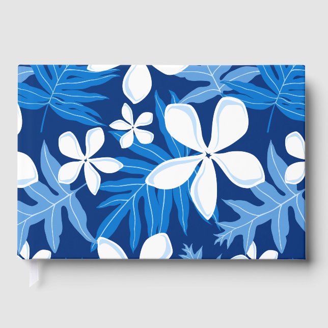TIARE PATTERN IN BLUE FOIL GUEST BOOK  (Front)