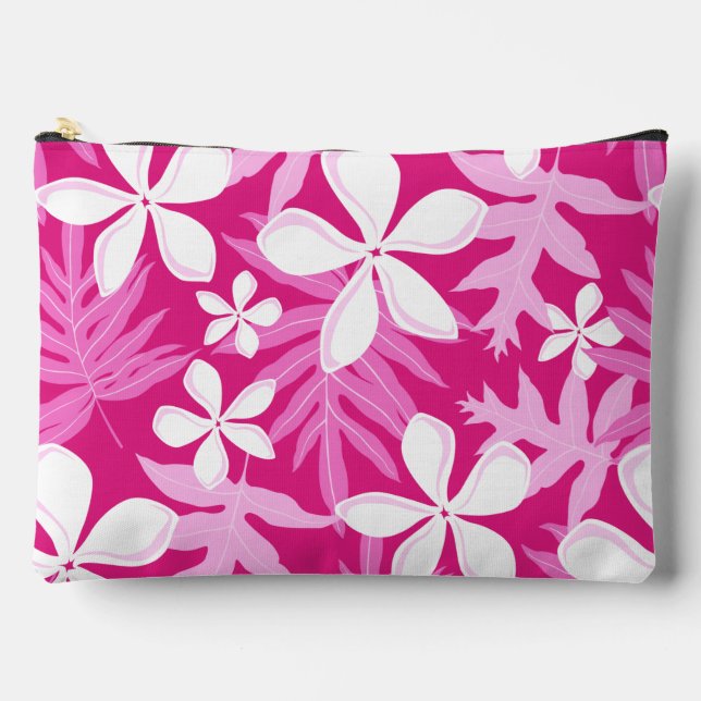 TIARE PATTERN IN PINK ACCESSORY POUCH (Front)