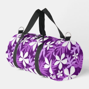 TIARE PATTERN IN PURPLE DUFFLE BAG