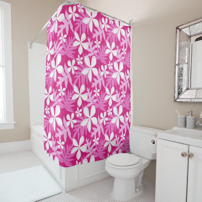 TIARE (PINK) SHOWER CURTAIN (In Situ)