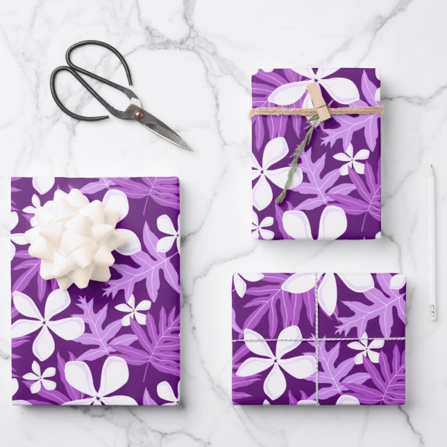 TIARE (PURPLE) WRAPPING PAPER SHEETS (Front)