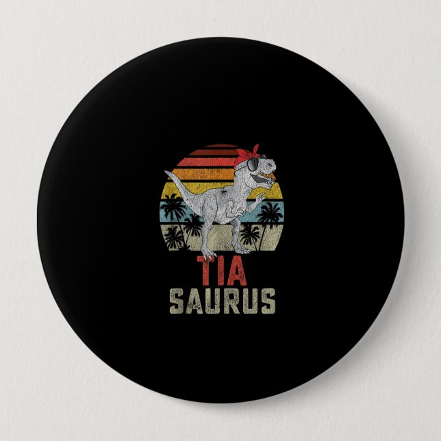 Tiasaurus T Rex Dinosaur Family Matching Button (Front)