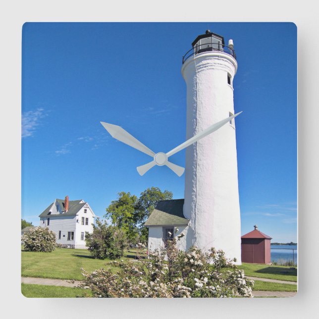 Tibbetts Point Lighthouse, New York Square Wall Clock (Front)