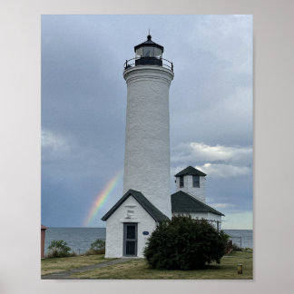 Tibbetts Point Lighthouse Rainbow Cape Vincent NY Poster