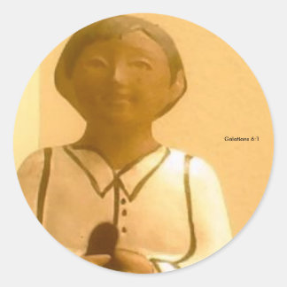 Tibbs Omalay Galatians 6:1 Classic Round Sticker