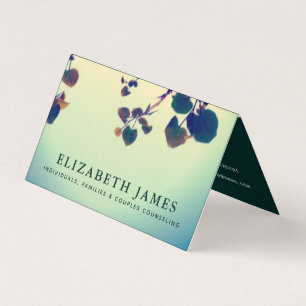 Tiber Blue Green Heart Leaf Business Card