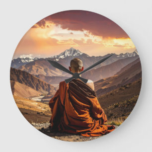 TIbet - Buddhism - Meditation Large Clock