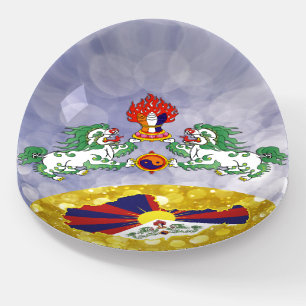 Tibet Dome, Tibetan flag, Golden Lions / patriotic Paperweight