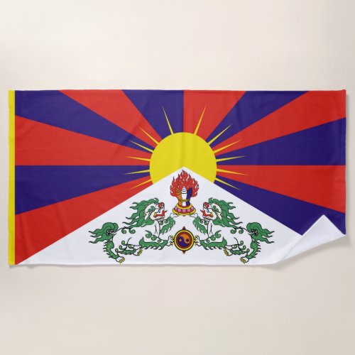 Tibet flag _ Snow Lion Flag Beach Towel