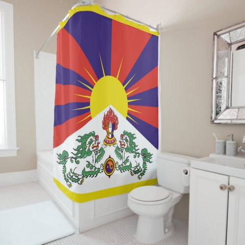 Tibet flag _ Snow Lion Flag Shower Curtain