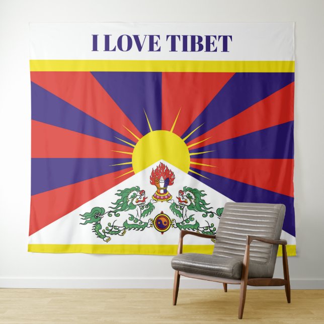 Tibet flag - Snow Lion Flag Tapestry (In Situ (Horizontal))