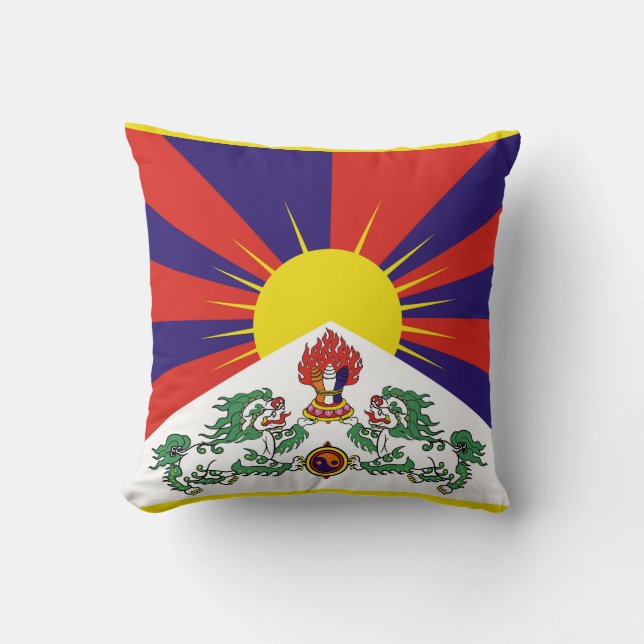 Tibet flag - Snow Lion Flag Throw Pillow (Front)
