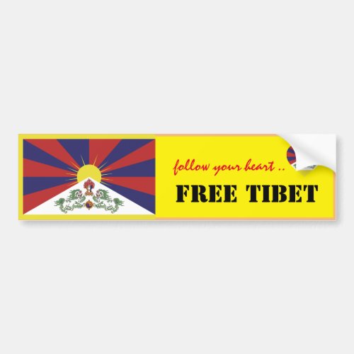Tibet  Free Tibet Heart matters  Tibetan Flag Bumper Sticker