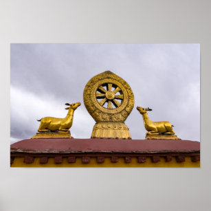 Tibet, Lhasa - Dharma wheel in Jokhang temple Poster