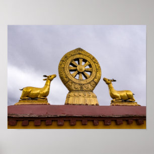 Tibet, Lhasa - Dharma wheel in Jokhang temple Poster