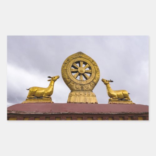 Tibet Lhasa _ Dharma wheel in Jokhang temple Rectangular Sticker