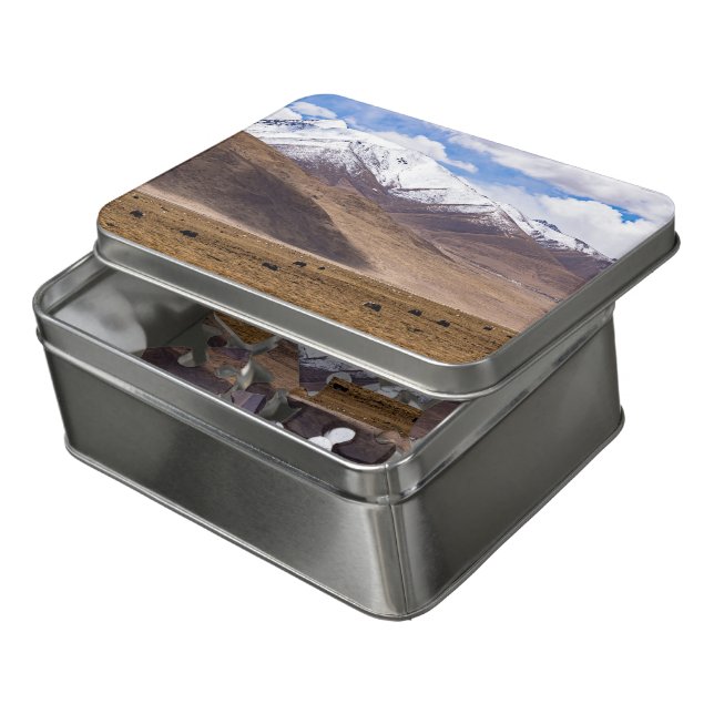 Tibet - Mountain landscape with yaks Jigsaw Puzzle (Lid Open)