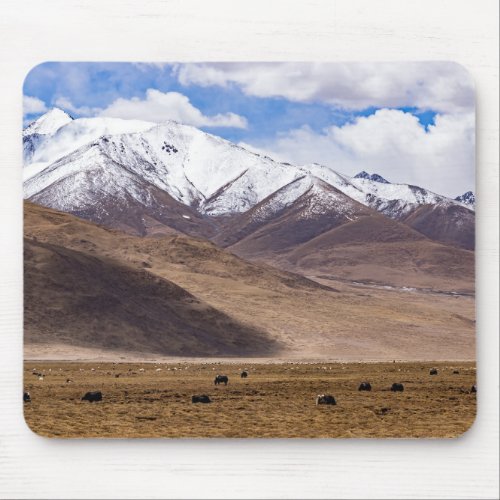 Tibet _ Mountain landscape with yaks Mouse Pad