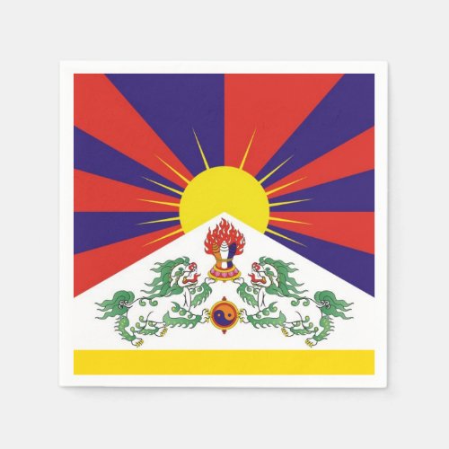 Tibet  Snow Lions flag mantra_ The Himalayas Napkins