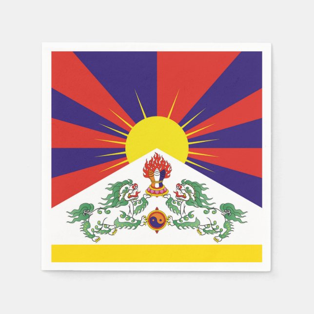Tibet & Snow Lions flag, mantra- The Himalayas Napkins (Front)